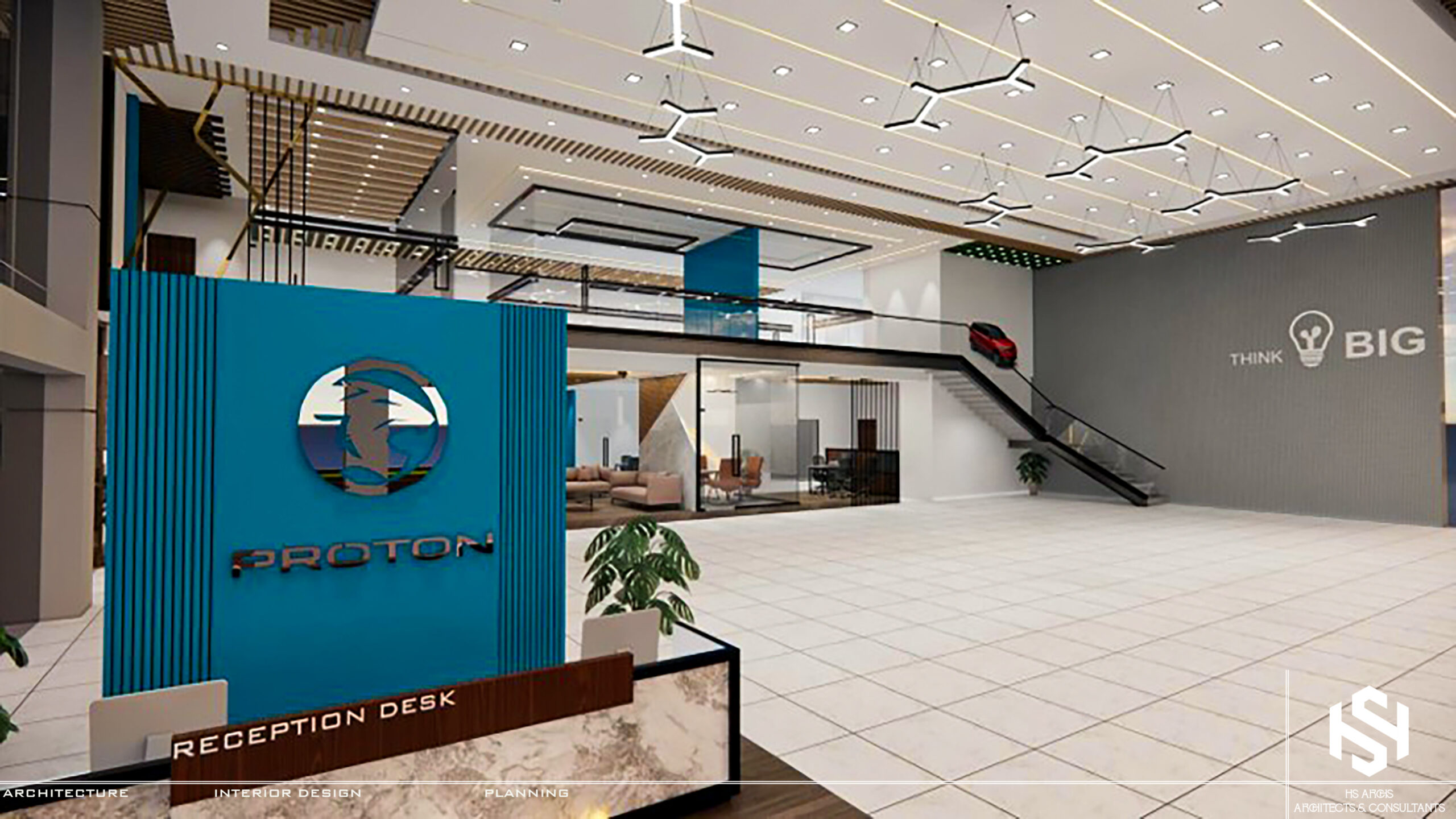 reception and hall perspective